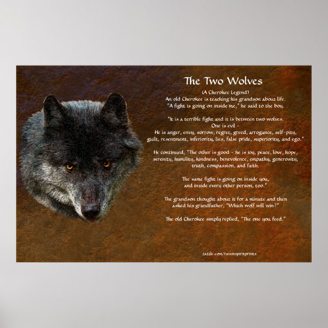 The TWO WOLVES CHEROKEE TALE Art Poster (Vorne)