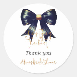 The Tying Knot Gold Black Bow Brautparty Willkomme Runder Aufkleber