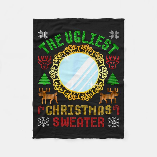 The Ugliest Ugly Christmas Sweater With Mirror Fun Fleecedecke (Vorderseite)