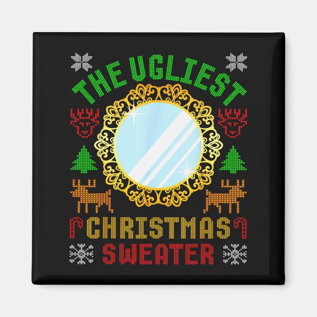 The Ugliest Ugly Christmas Sweater With Mirror Fun Magnet (Vorne)