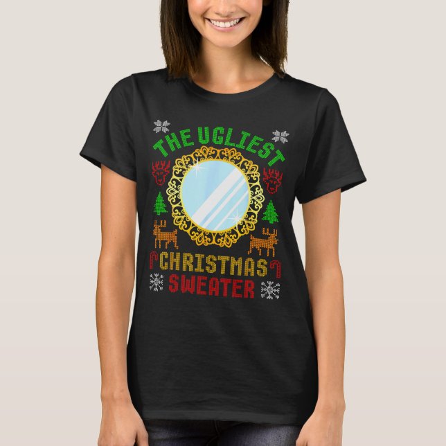 The Ugliest Ugly Christmas Sweater With Mirror Fun T-Shirt (Vorderseite)