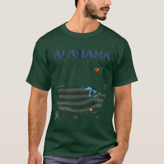 The USA flag with one state on the map for the Uni T-Shirt