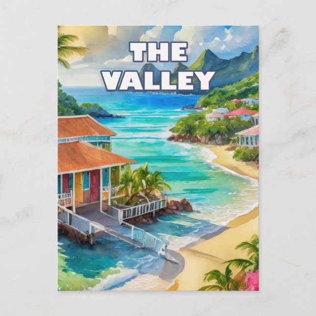 The Valley, Anguillas ruhiges Herz Postkarte (Vorderseite)