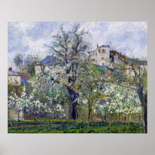 The Vegetable Garden with Trees in Blossom Poster (Vorne)