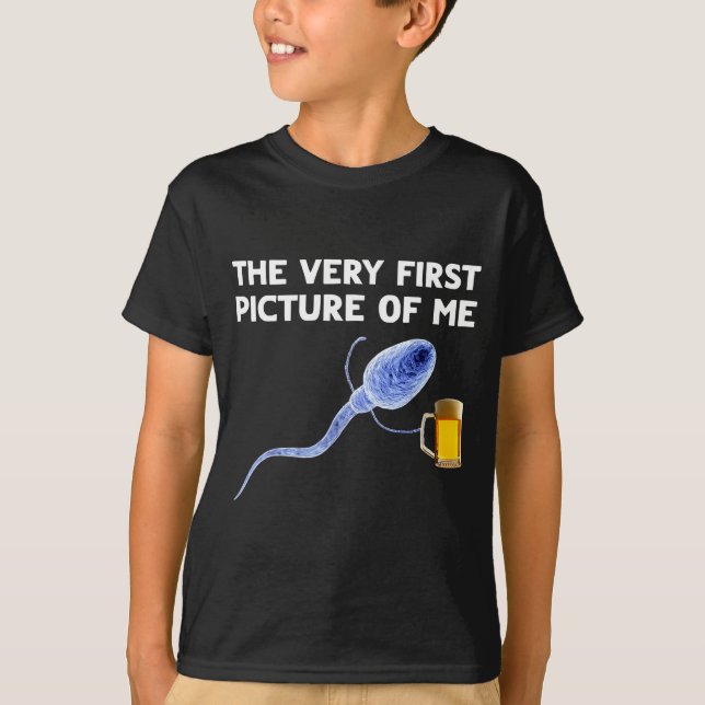 The Very First Cture Of Me Funny Sperm Holding Bee T-Shirt (Vorderseite)