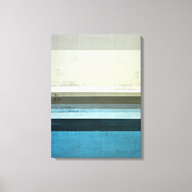 "The View" Abstrakte Kunst in Blau und Grau Leinwanddruck (Vorderseite)