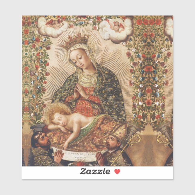 The Virgin Adoring the Christ Child at Christmas Aufkleber (Blatt)