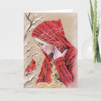 The visitor red cardinal card feiertagskarte