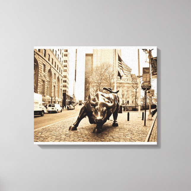 "The Wall Street Bull" Leinwanddruck (Vorderseite)