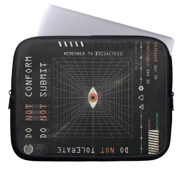 The Watcher - Techno-Brutalist Streetwear Design Laptopschutzhülle (Vorderseite)