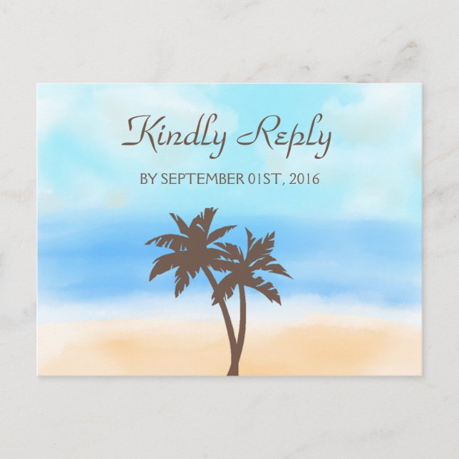 The Watercolor Beach Wedding Collection - UAWG Einladungspostkarte (Vorderseite)