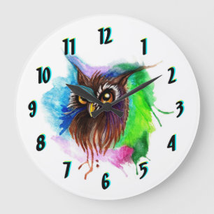 The Watery Owl Round Wall Clock Große Wanduhr