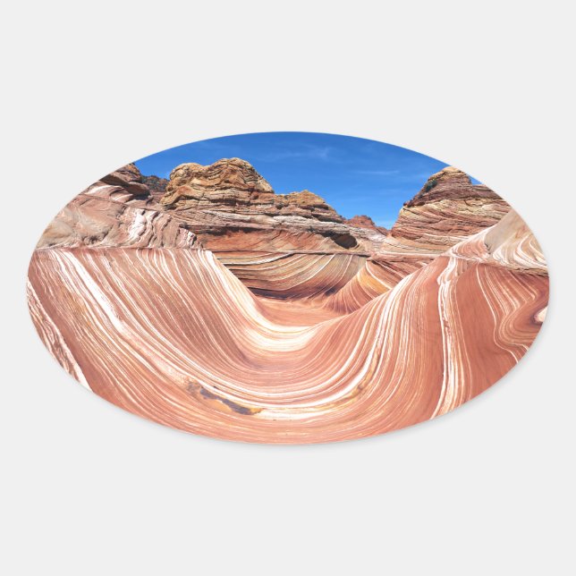 The Wave, Coyote Butte North, Vermillion Cliffs Ovaler Aufkleber (Vorderseite)