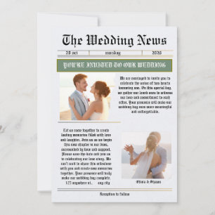 The Wedding News Vintage-Zeitung Hochzeit Einladung