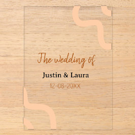 The wedding of add bride groom name date peach acryleinladungen
