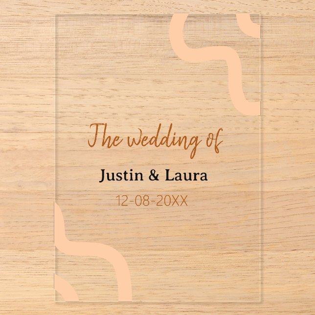 The wedding of add bride groom name date peach acryleinladungen (Vorderseite)