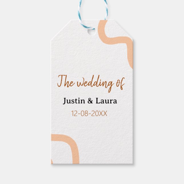 The wedding of add bride groom name date peach geschenkanhänger (Vorderseite)