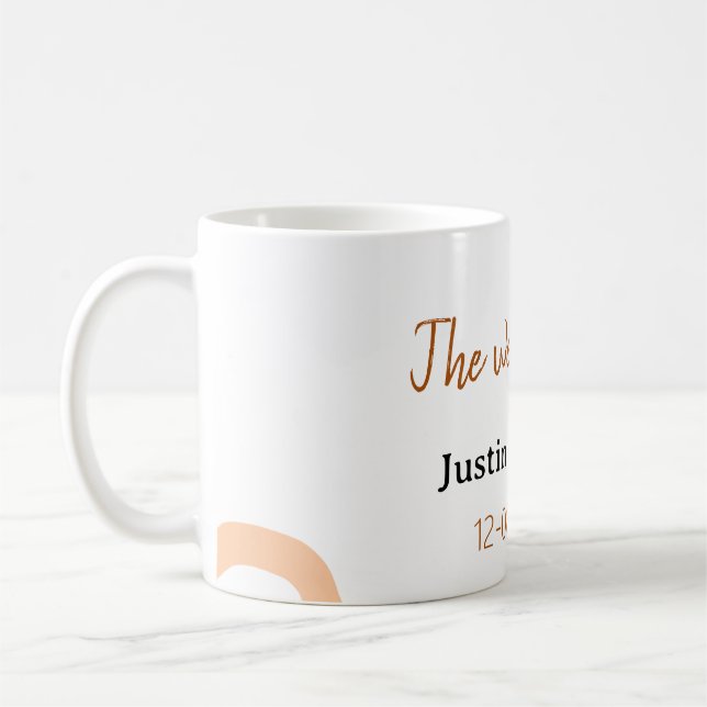 The wedding of add bride groom name date peach kaffeetasse (Links)