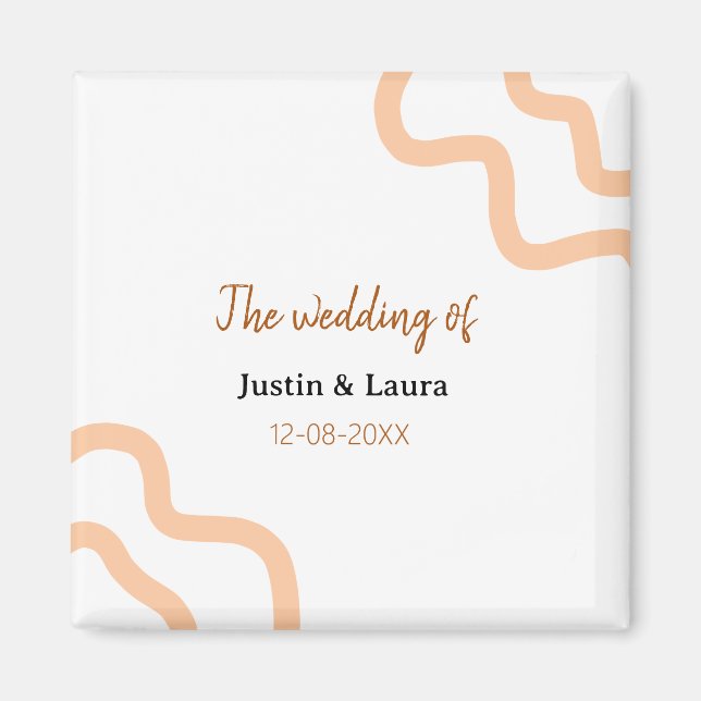 The wedding of add bride groom name date peach magnet (Vorne)