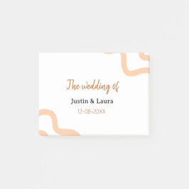 The wedding of add bride groom name date peach post-it klebezettel