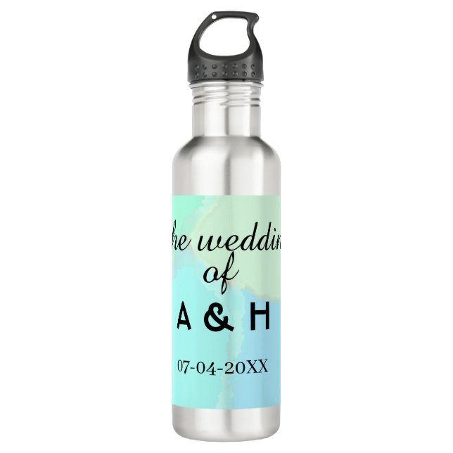 The wedding of add couple name initial letter date edelstahlflasche (Vorderseite)
