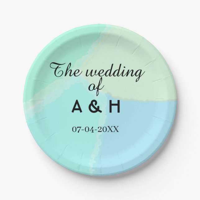 The wedding of add couple name initial letter date pappteller (Vorderseite)
