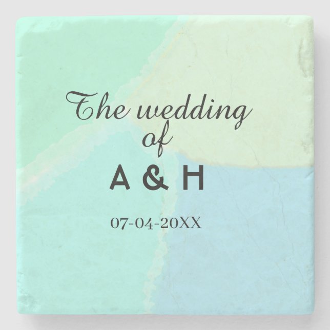 The wedding of add couple name initial letter date steinuntersetzer (Vorderseite)
