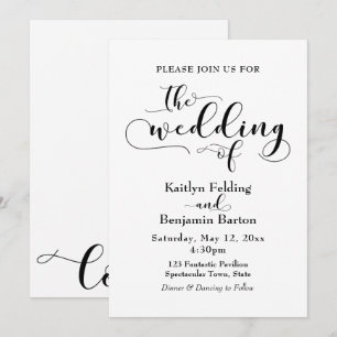 "The Wedding of" Schwarze Typografie, einfach, ele Einladung
