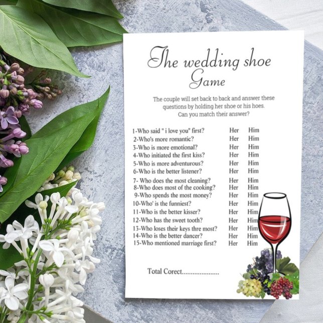 The wedding shoe game bridal shower games dankeskarte (Von Creator hochgeladen)