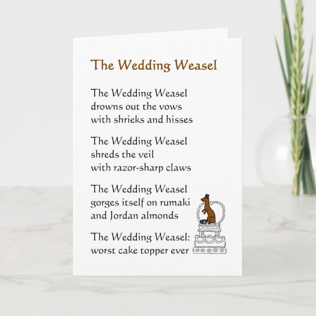 The Wedding Weasel - ein lustiges Hochzeitsgedicht Karte (Vorderseite)
