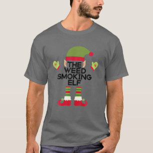 The Weed Rrauking Elf Funny Edibles Weihnachts-Par T-Shirt