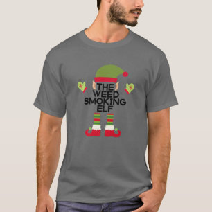 The Weed Rrauking Elf Funny Edibles Weihnachts-Par T-Shirt