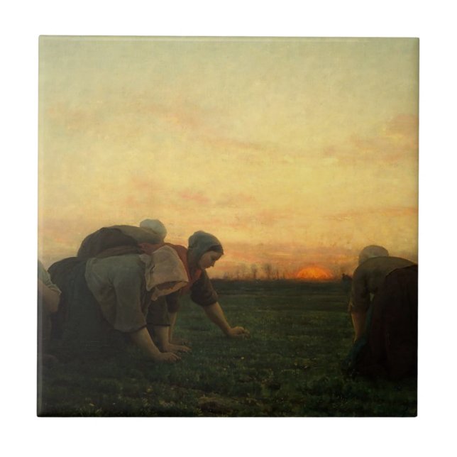 The Weeders - Jules Breton 1868 Fine Art Malerei Fliese (Vorderseite)