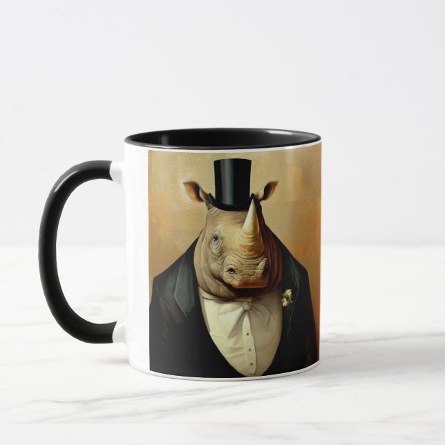 The Well Dressed Rhinoceros Coffee Mug Tasse (Links)