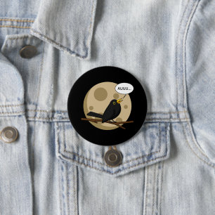The Werebird - Blackbird Howling at the Moon Comic Button