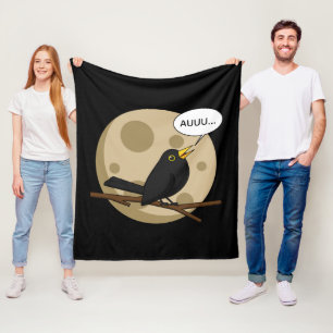 The Werebird - Blackbird Howling at the Moon Comic Fleecedecke