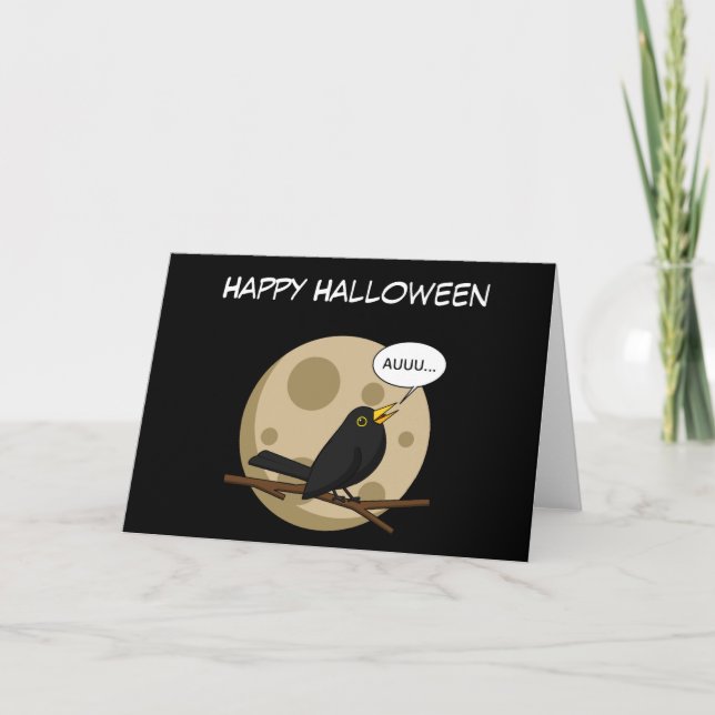 The Werebird - Blackbird Howling at the Moon Comic Karte (Vorderseite)
