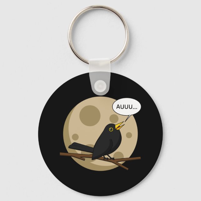 The Werebird - Blackbird Howling at the Moon Comic Schlüsselanhänger (Vorderseite)