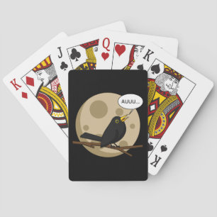The Werebird - Blackbird Howling at the Moon Comic Spielkarten