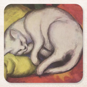 "The White Cat" von Franz Marc Rechteckiger Pappuntersetzer