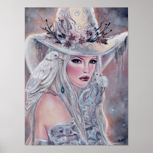 The white witch poster with raven by Renee Lavoie