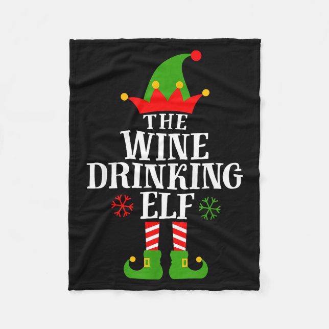The Wine Drinking Elf Funny Matching Family Christ Fleecedecke (Vorderseite)