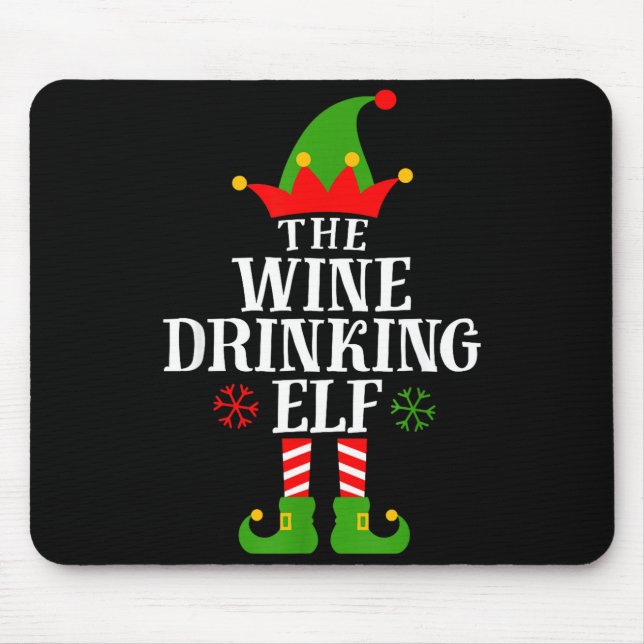 The Wine Drinking Elf Funny Matching Family Christ Mousepad (Vorne)