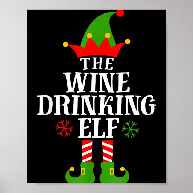 The Wine Drinking Elf Funny Matching Family Christ Poster (Vorne)