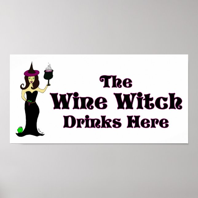 "The Wine Hexe Drinks Here" Halloween Bar Poster (Vorne)