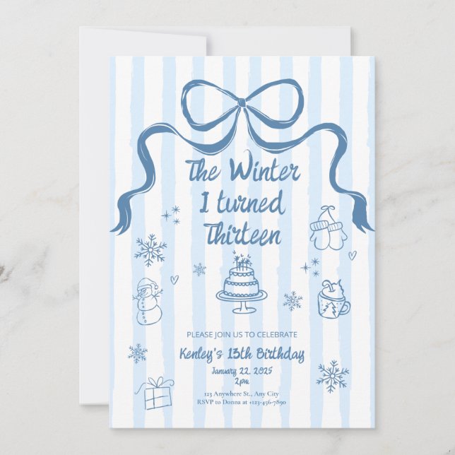 The Winter I turned 13 Birthday Invitation (Devant)