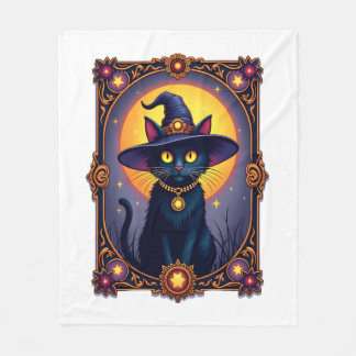 The Witch Cat Tarot Card Halloween Vintage Gothic  Fleecedecke