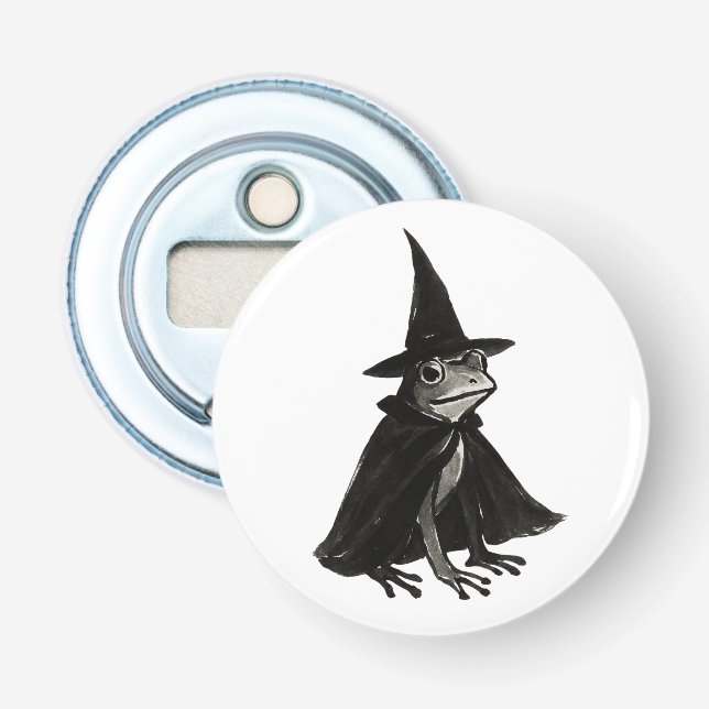 The Witch Frog – Ink Brush Halloween Design on Flaschenöffner (Vorderseite)