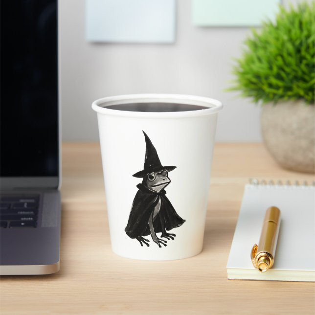 The Witch Frog – Ink Brush Halloween Design on Pappbecher (InSitu)