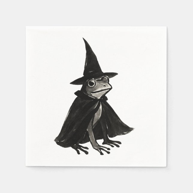 The Witch Frog – Ink Brush Halloween Design on Serviette (Vorderseite)